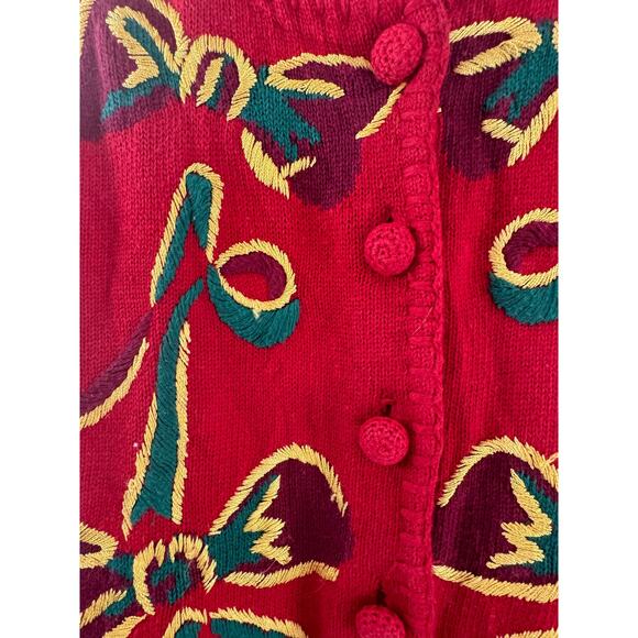 Vintage Y2K- 90s Express Tricot Bows Holiday Sweater Vest Size Medium r1 - Picture 2 of 7
